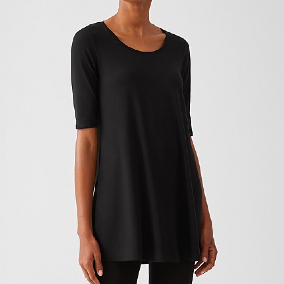 Eileen Fisher Tops - Eileen Fisher Jersey Scoop Neck Tunic in Black, size 1X